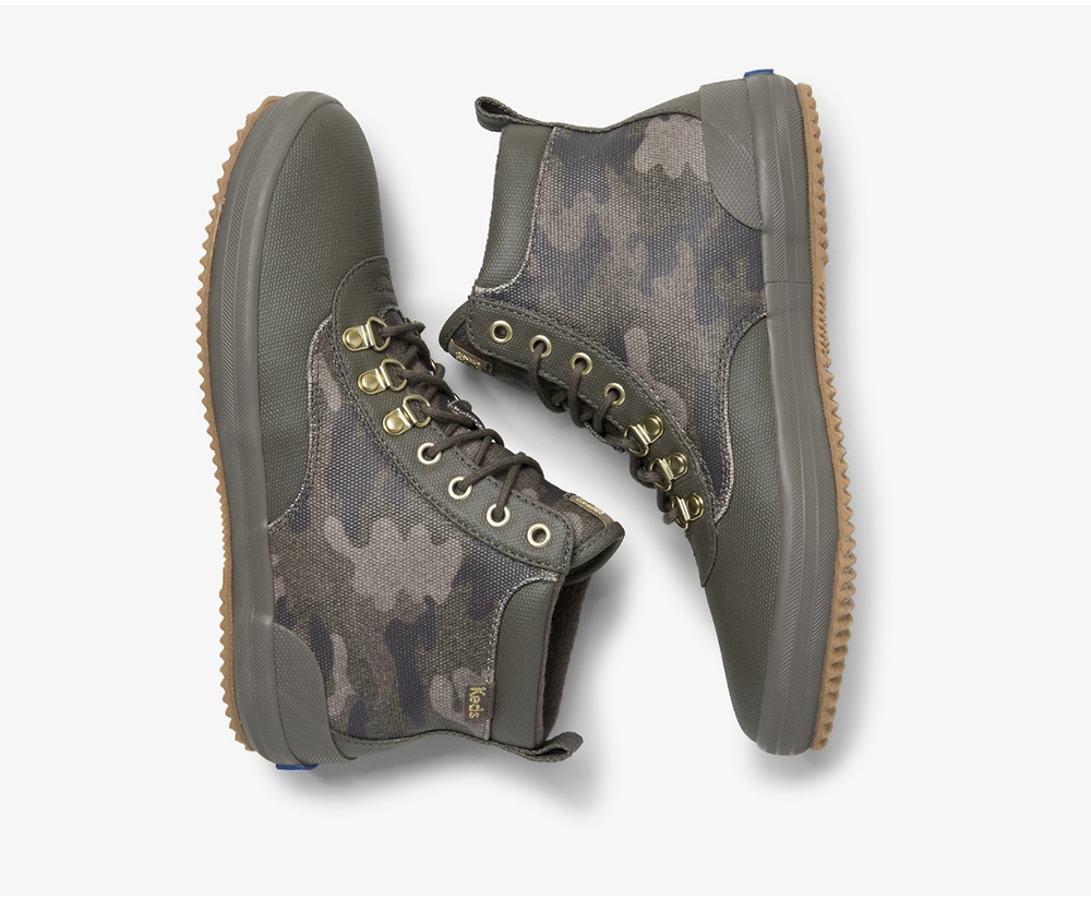 Keds Boots Olive - Scout II Water-Resistant Camo Canvas w/ Thinsulate™ - Womens FWRPJD-647